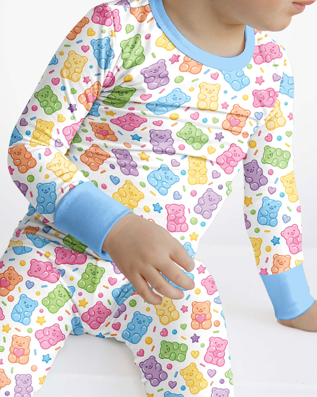 Cute Pastel Colorful Gummy Bears Bamboo Two Piece Long Sleeve Pajama Set
