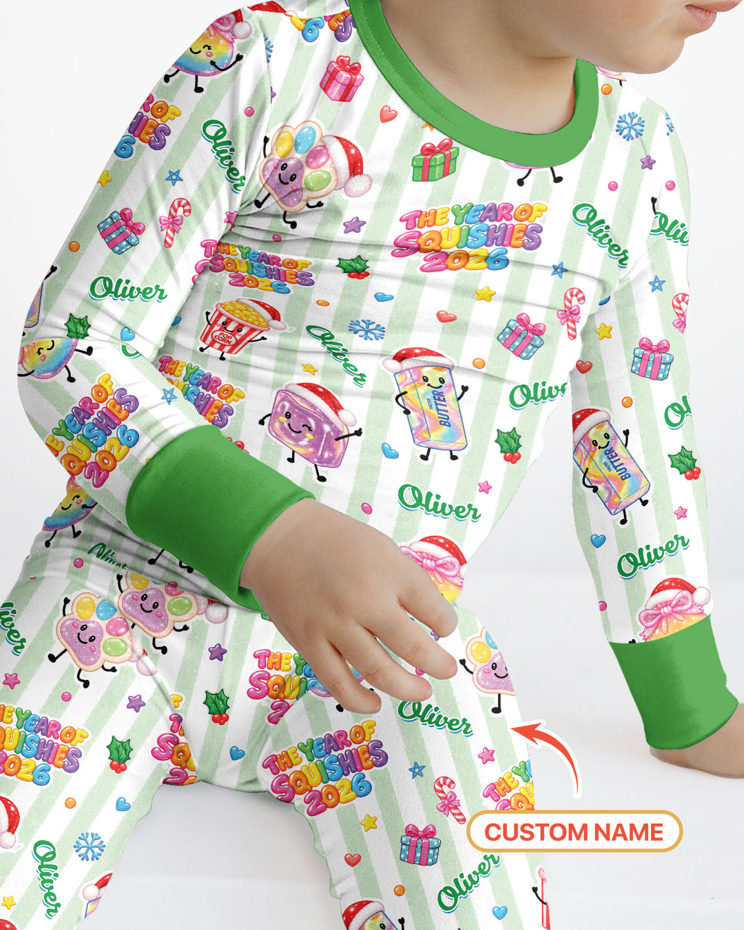 Custom Name The Year of Squishies 2026 Bamboo Two Piece Long Sleeve Pajama Set