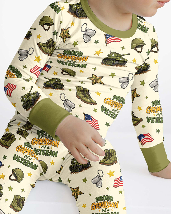 Proud Grandchild Of A Veteran Bamboo Two Piece Long Sleeve Pajama Set