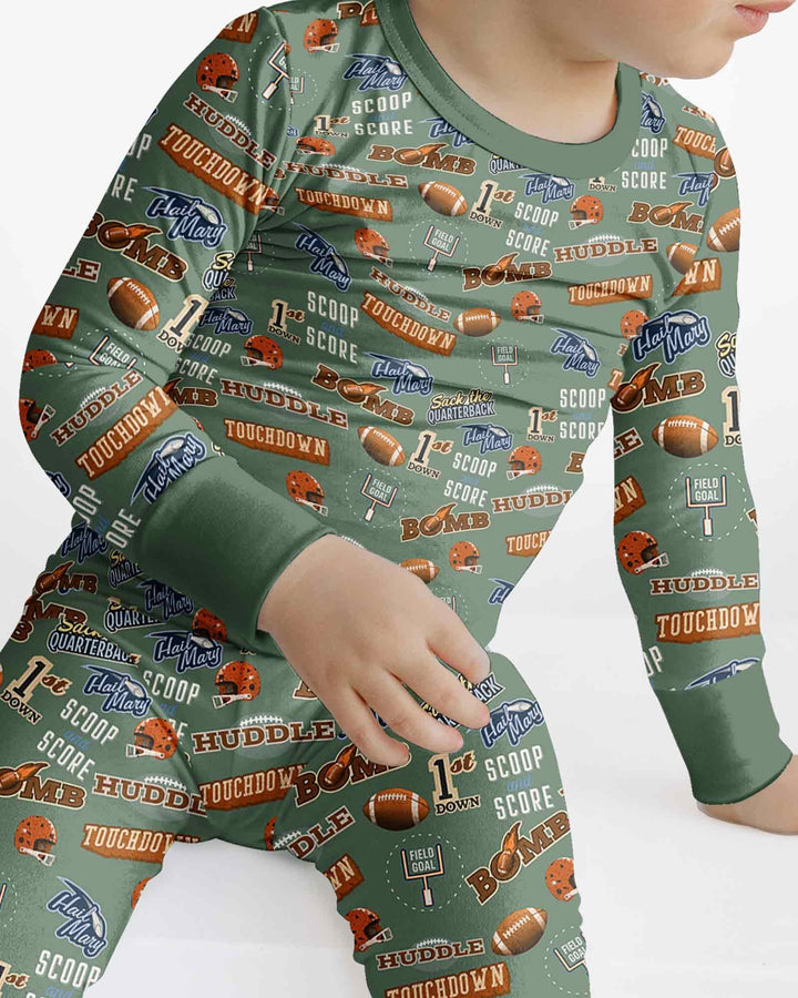 Football Lingo Bamboo Two Piece Long Sleeve Pajama Set