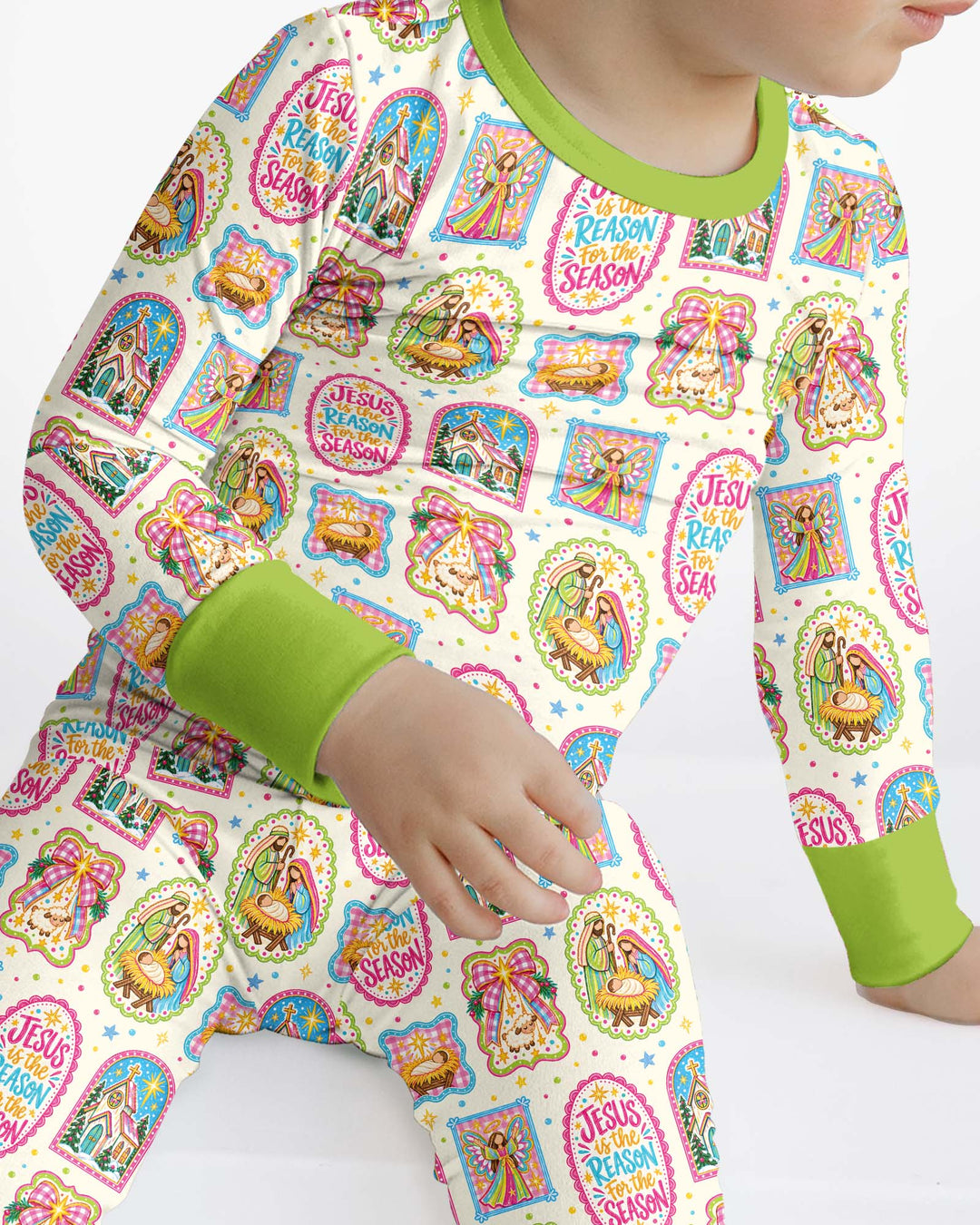 Nativity Jesus Is The Reason Bamboo Two Piece Long Sleeve Pajama Set
