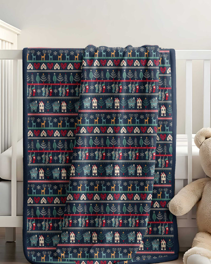 Vintage Nordic Christmas Bamboo Blanket