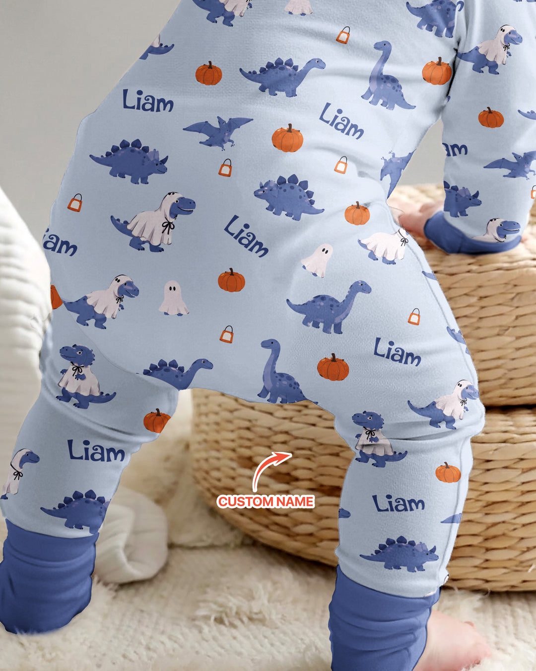 Custom Name Spooky Dinosaur Halloween - Personalized Bamboo Convertible Zippy