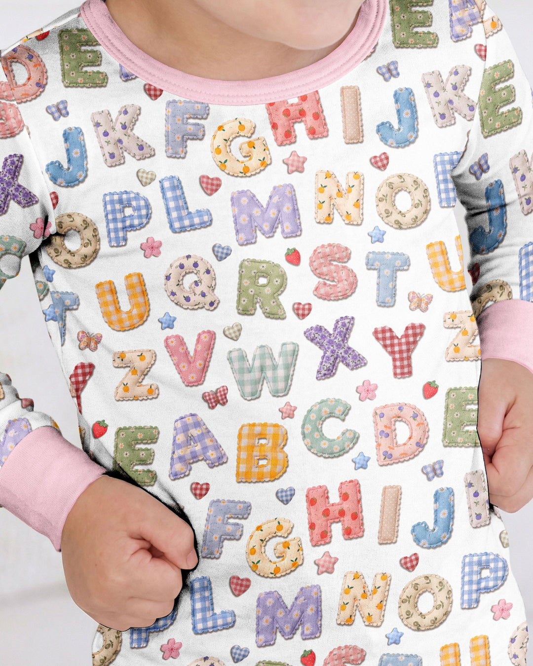 Fabric Alphabet Letters Bamboo Two Piece Long Sleeve Pajama Set