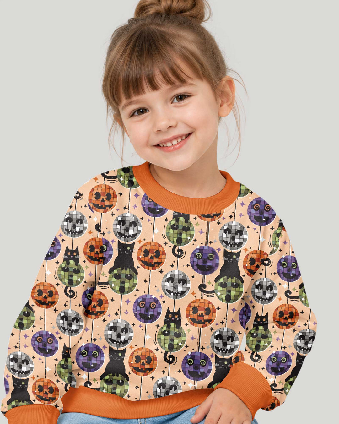 Groovy Halloween Disco Cat Bamboo Crewneck Sweatshirt