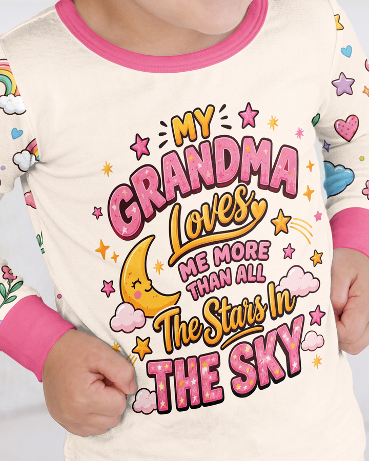 My Grandma Loves Me More Than All The Stars Bamboo Two Piece Long Sleeve Pajama Set