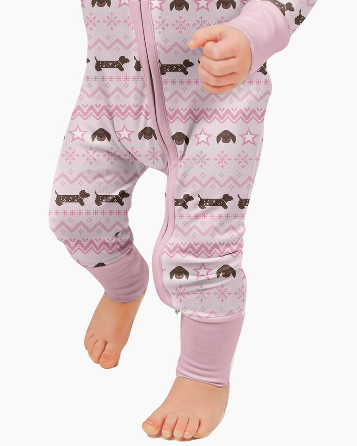Dachshund Winter Fair Isle Bamboo Convertible Zippy