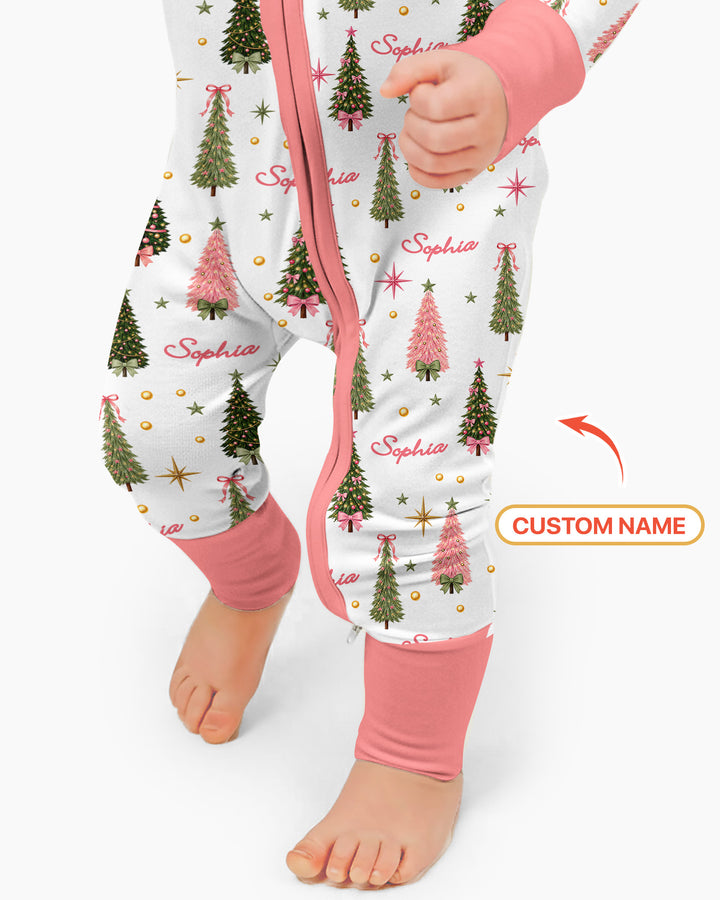 Custom Name Merry Christmas Tree Bamboo Convertible Zippy