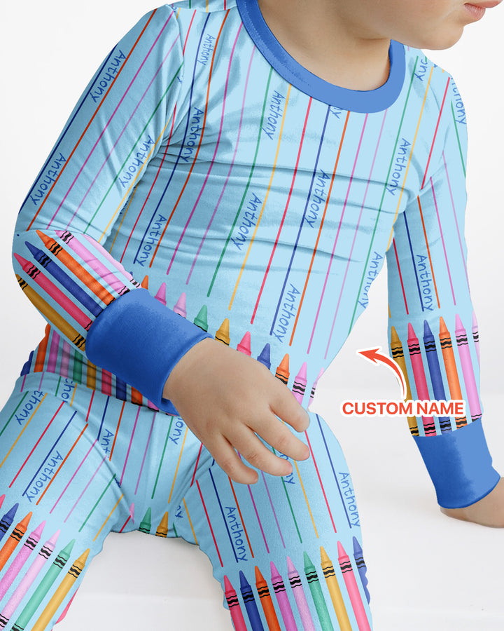 Zweiteiliges Langarm-Pyjama-Set mit Sommerfrüchten