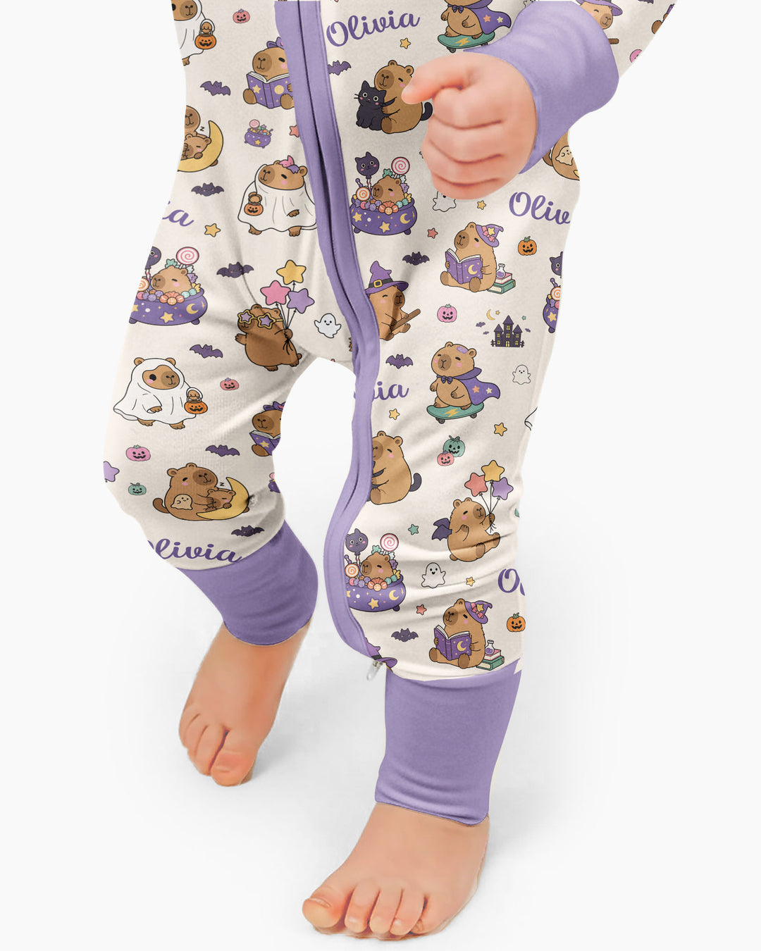 Custom Name Kawaii Halloween Capybara Bamboo Convertible Zippy