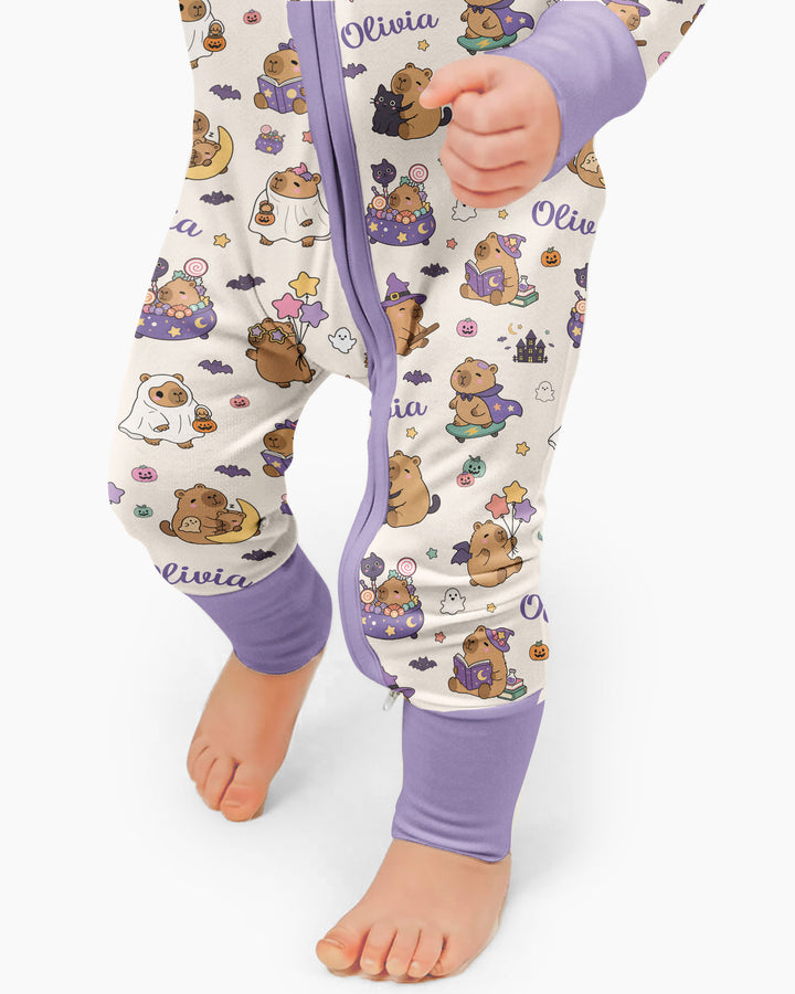 Custom Name Kawaii Halloween Capybara Bamboo Convertible Zippy