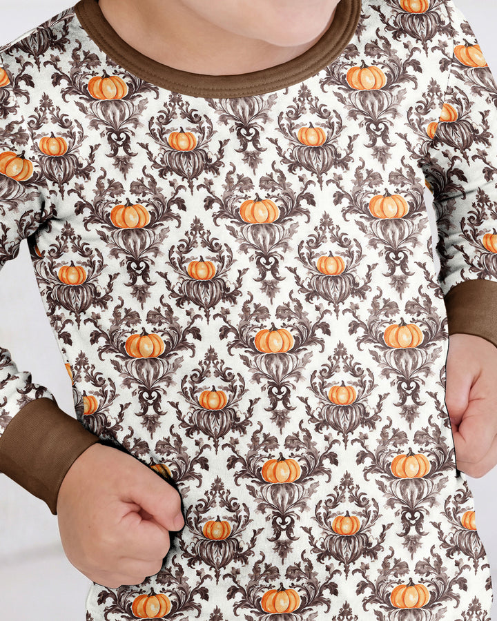 Pumpkin Toile Family Matching Bamboo Two Piece Long Sleeve Pajama Set