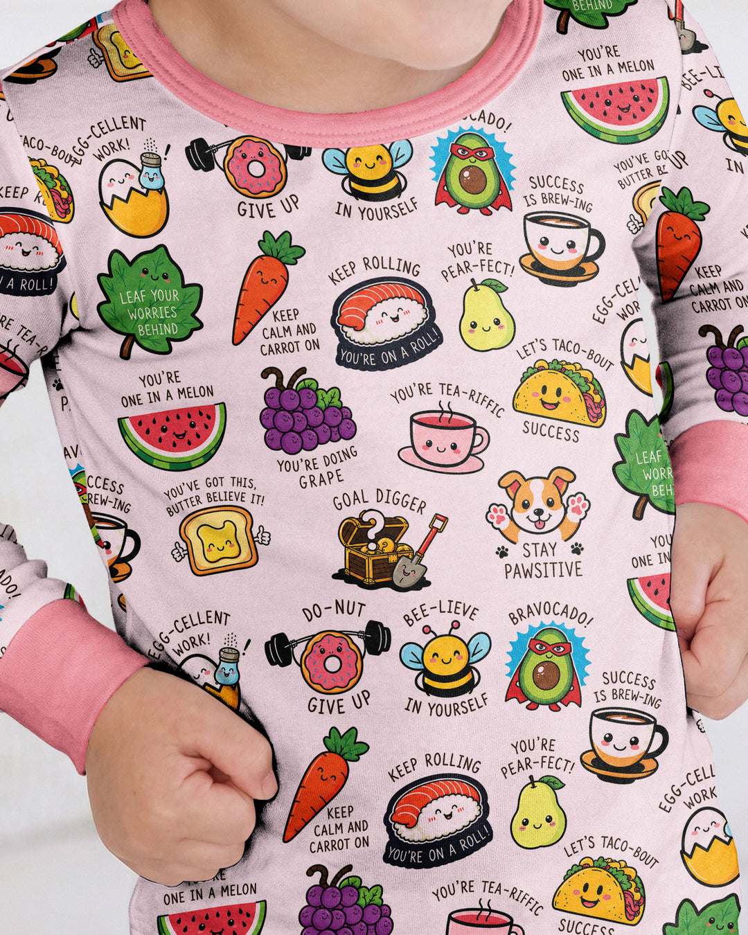 Cute Motivational Puns Bamboo Two Piece Long Sleeve Pajama Set