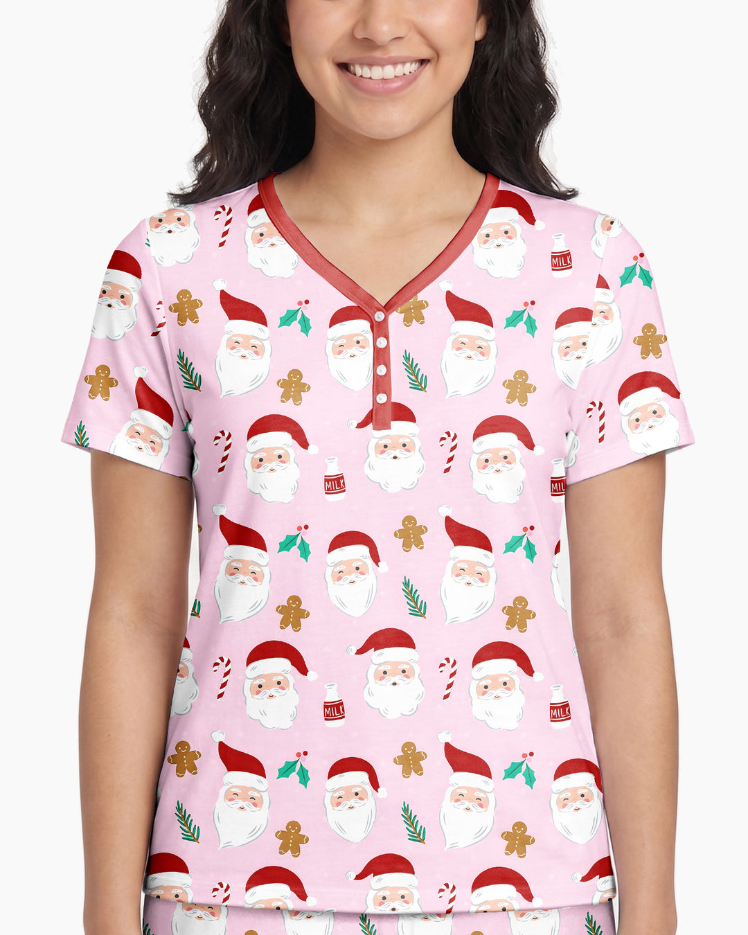 Christmas Sweet Santa Bamboo Women Short Sleeve Short Pajama Set