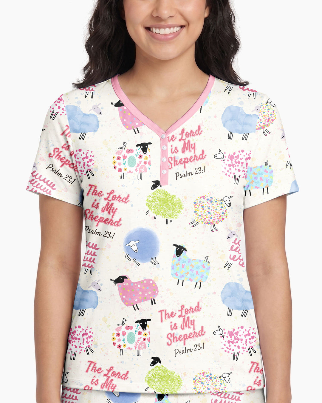 The Lord Is My Shepherd Psalm 23 Bamboo Women Short Sleeve Short Pajama Set