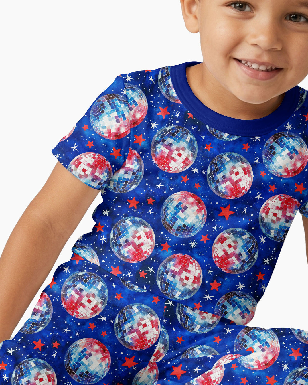 USA Disco Balls Bamboo Two Piece Short Sleeve Pajama Set
