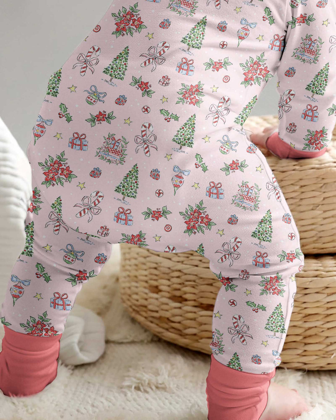 Watercolor Pink Christmas Holidays Christmas Tree Gifts Candy Cane Bamboo Convertible Zippy