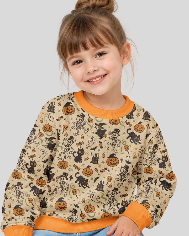 Vintage Skeleton Pumpkin Halloween Bamboo Crewneck Sweatshirt
