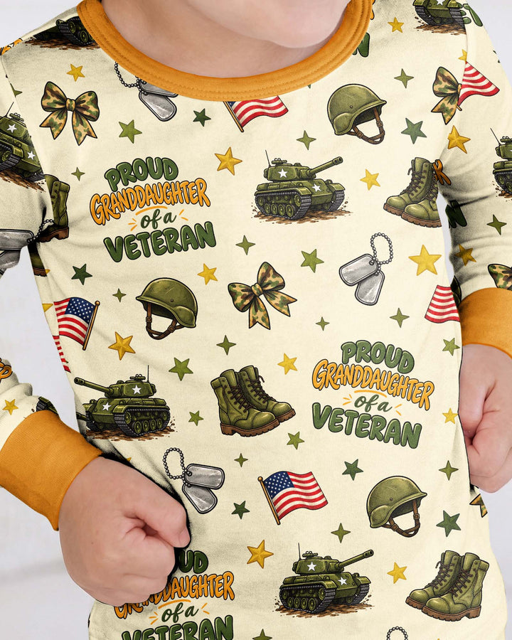 Proud Grandchild Of A Veteran Bamboo Two Piece Long Sleeve Pajama Set