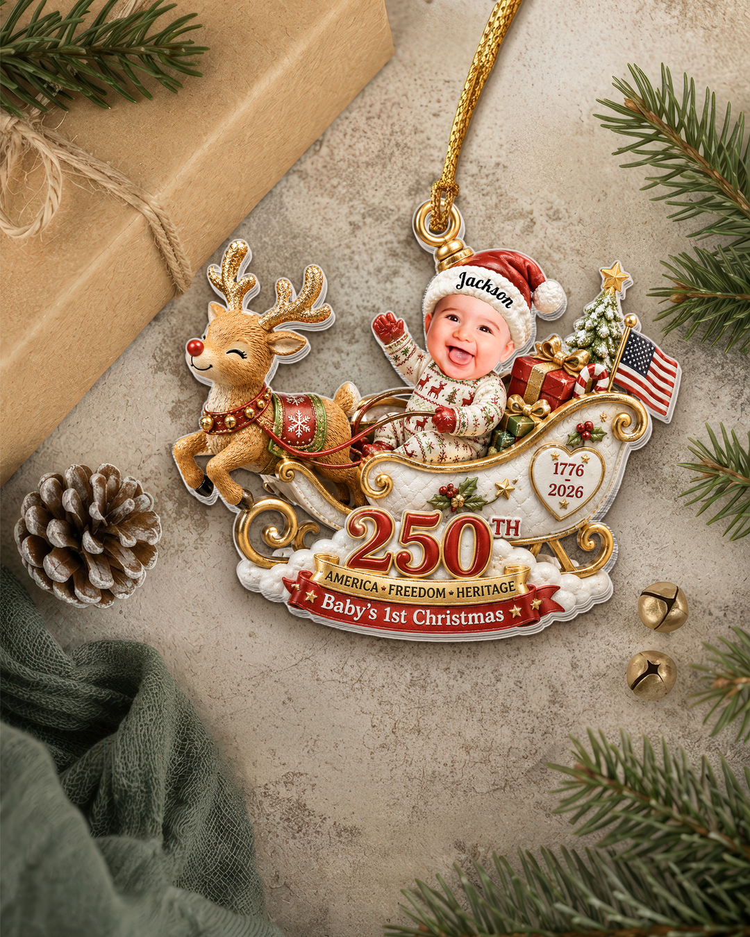 America 250 Baby Personalized 1-Side Photo Acrylic Ornament