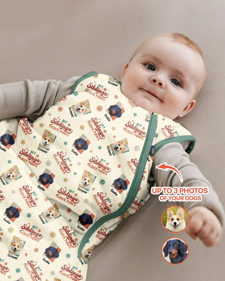 Custom Dog Photos "My Siblings Have Paws" Bamboo Sleep Bag