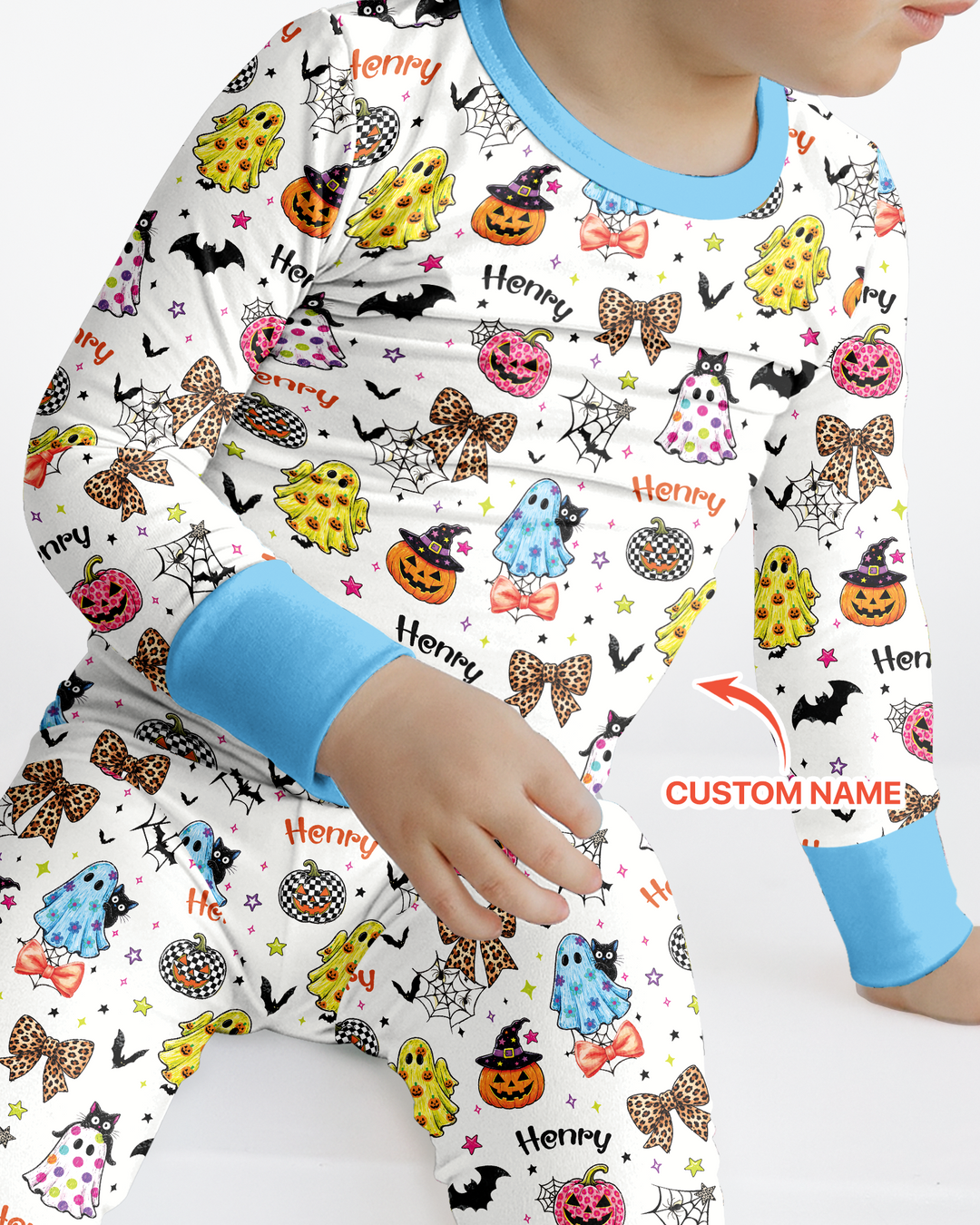 Custom Name Coquette Summerween Bamboo Two Piece Long Sleeve Pajama Set