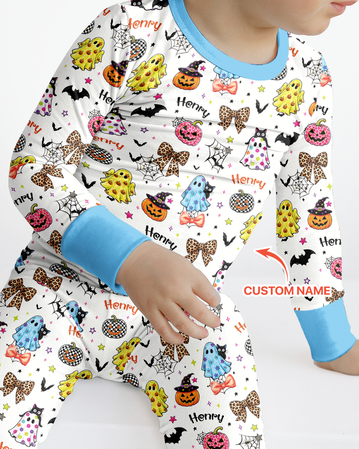 Custom Name Coquette Summerween Bamboo Two Piece Long Sleeve Pajama Set