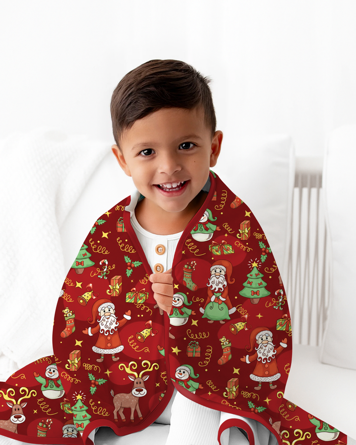 Santa Reindeer Snowflakes Bamboo Blanket