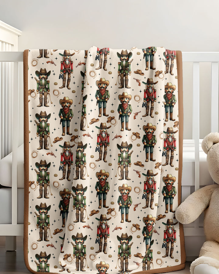 Western Christmas Cowboy Nutcracker Bamboo Blanket