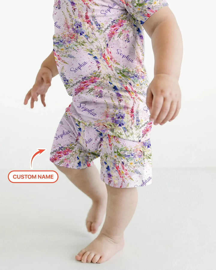 Zweiteiliges Pyjama-Set mit kurzen Ärmeln und Shorts im Sommer-Design
