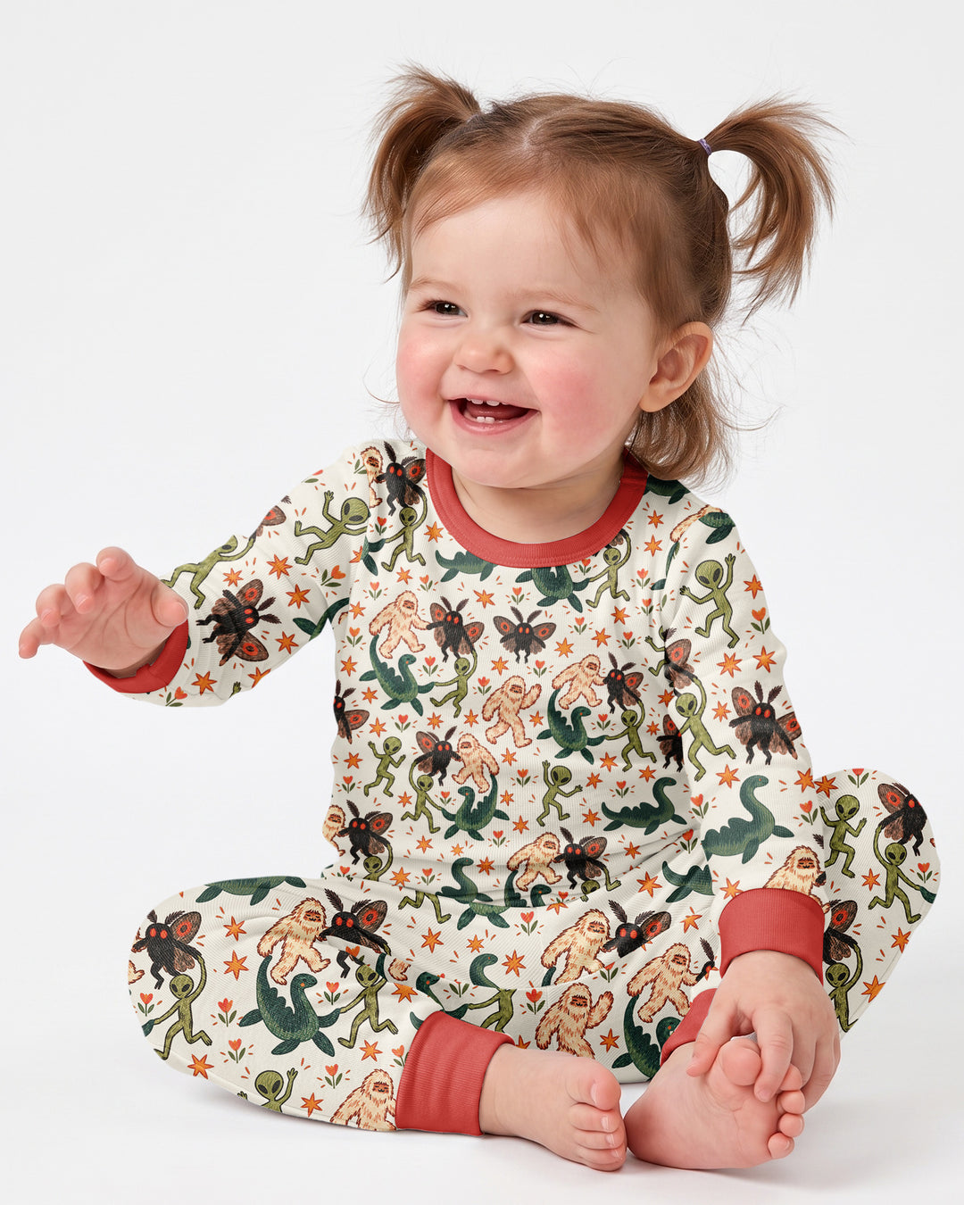 Dancing Cryptids Bamboo Two Piece Long Sleeve Pajama Set