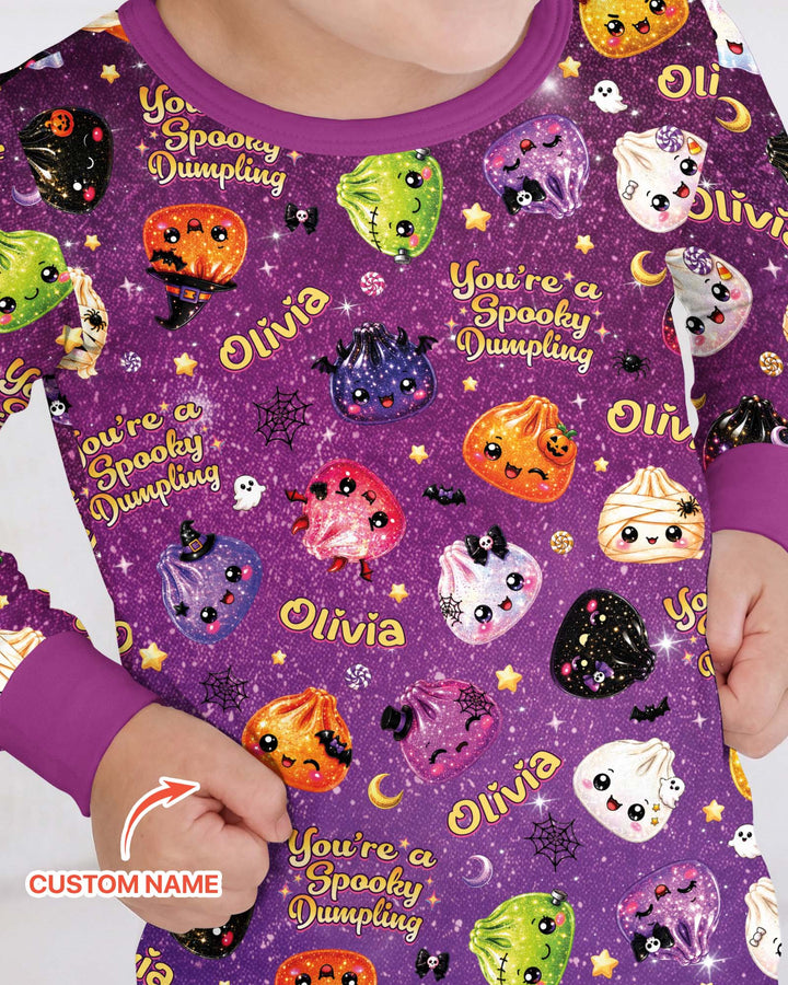 Custom Name You're A Spooky Dumpling Bamboo Two Piece Long Sleeve Pajama Set