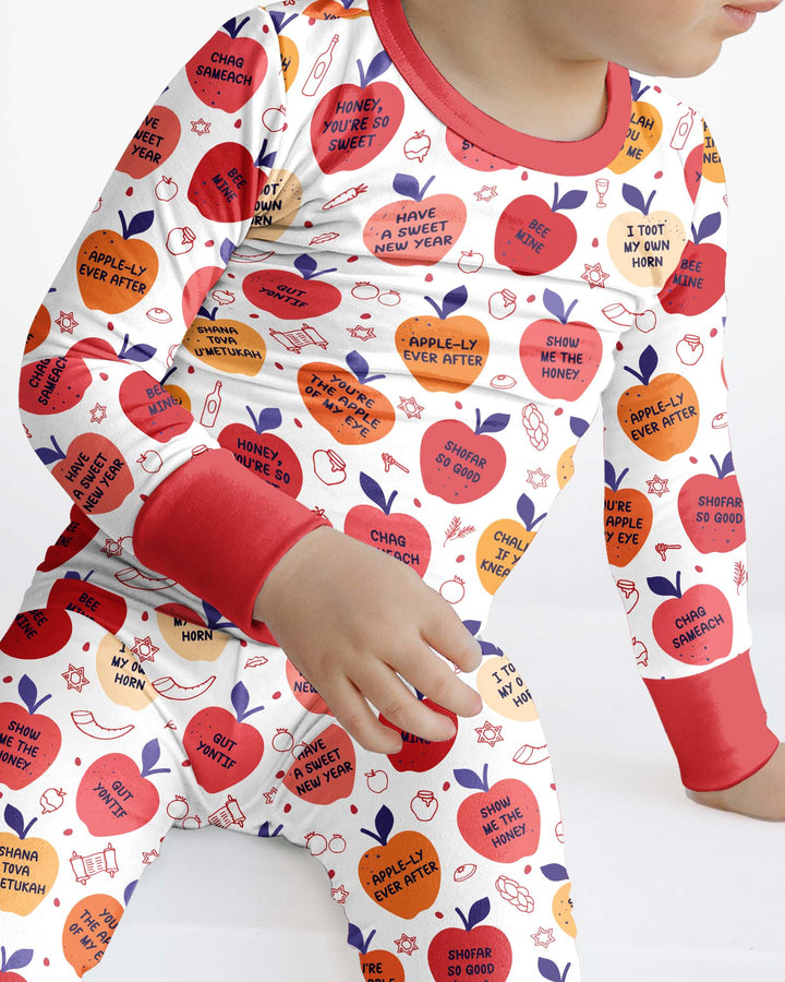 Rosh Hashanah Funny Jewish Puns Bamboo Two Piece Long Sleeve Pajama Set