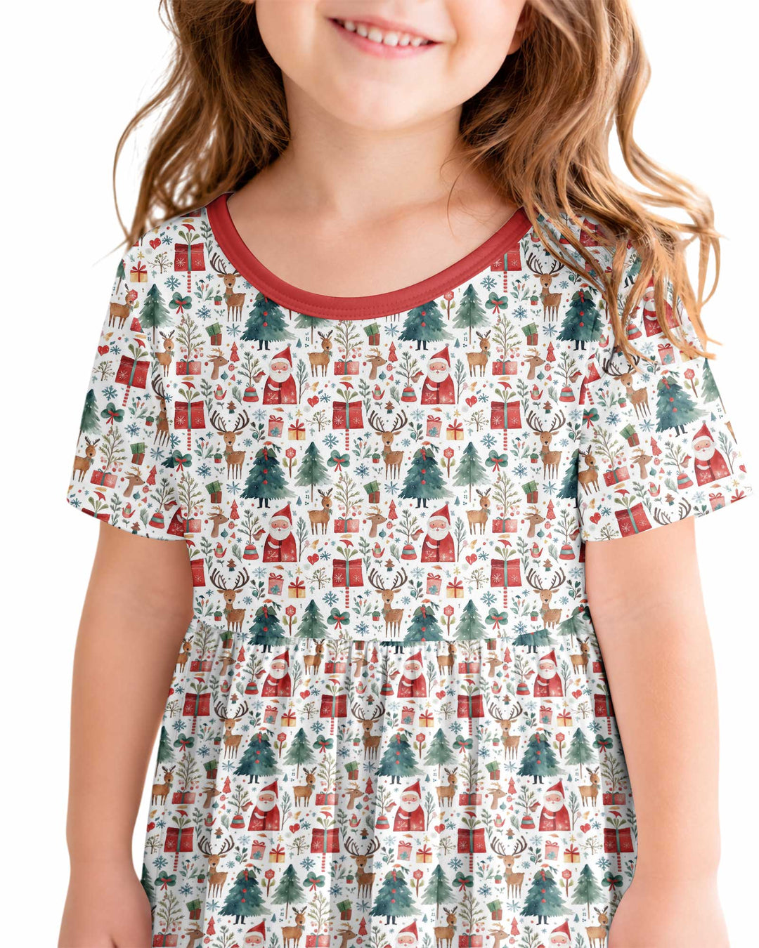 Christmas Tree Santa Bamboo Twirl Dress