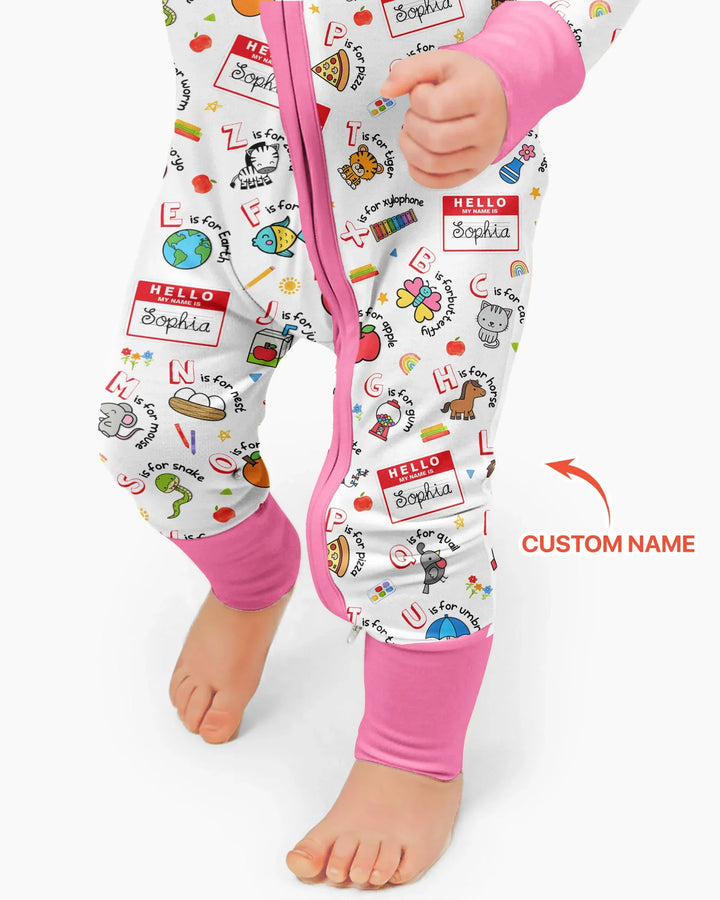 Custom Name Hello School ABCs Bamboo Convertible Zippy