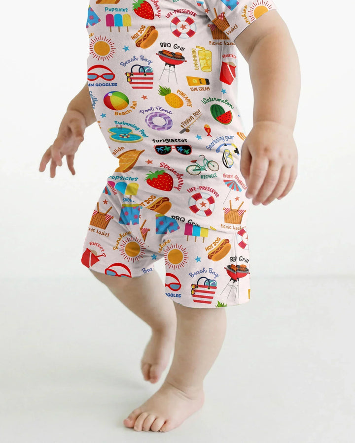 Schlafanzug-Set zweiteilig, kurze Ärmel, kurze Hose, Bambus