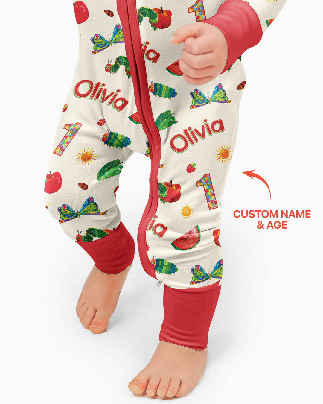 Custom Name and Age Birthday Of Very Hungry Caterpillar Bamboo Convertible Zippy