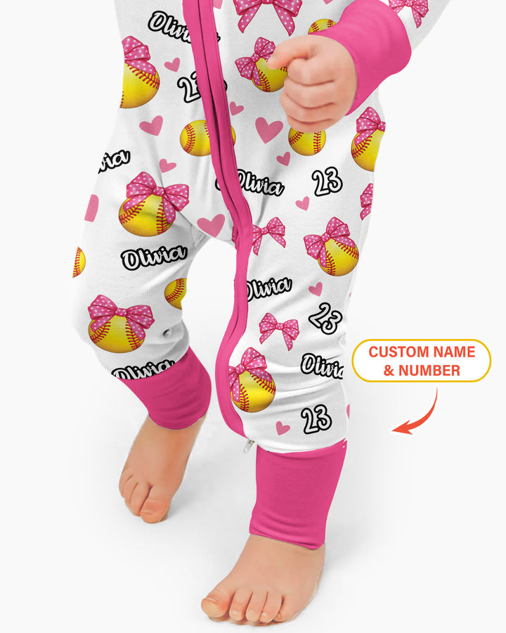 Coquette Ball Custom Name And Number Bamboo Convertible Zippy