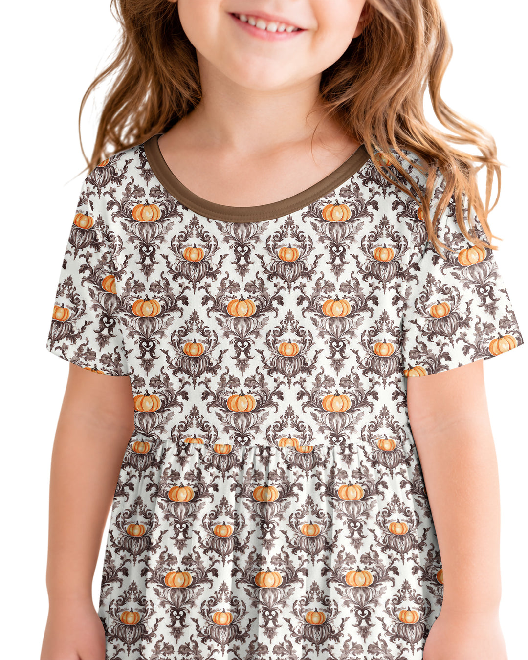 Pumpkin Toile Family Matching Bamboo Twirl Dress