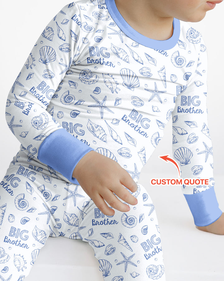 Coquette Seashell Matching Sibling Bamboo Two Piece Long Sleeve Pajama Set