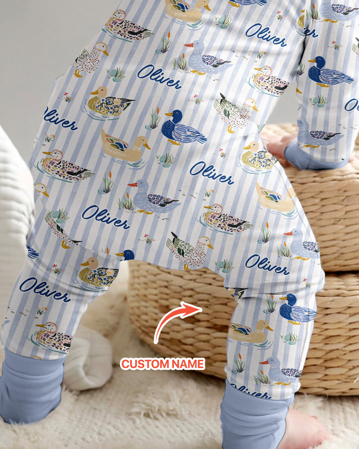 Whimsical Duck Custom Name Bamboo Convertible Zippy