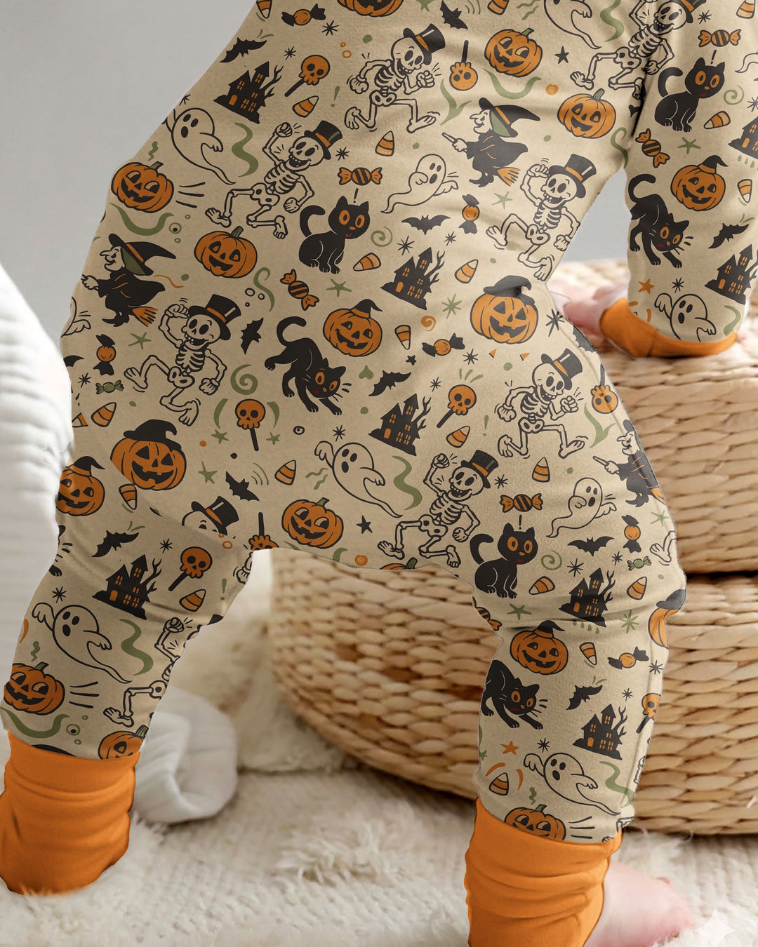 Vintage Skeleton Pumpkin Halloween Bamboo Convertible Zippy