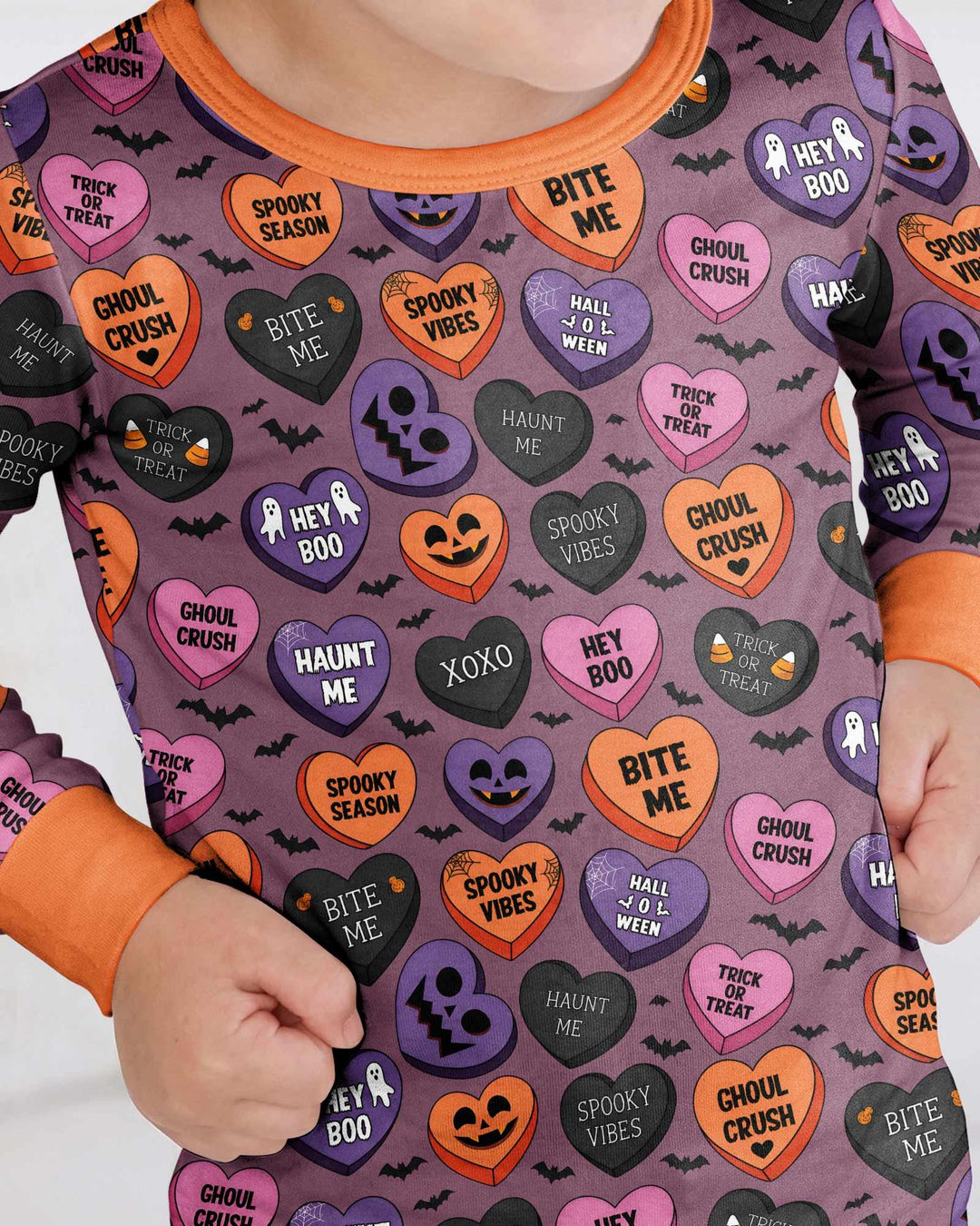 Candy Hearts Halloween Bamboo Two Piece Long Sleeve Pajama Set