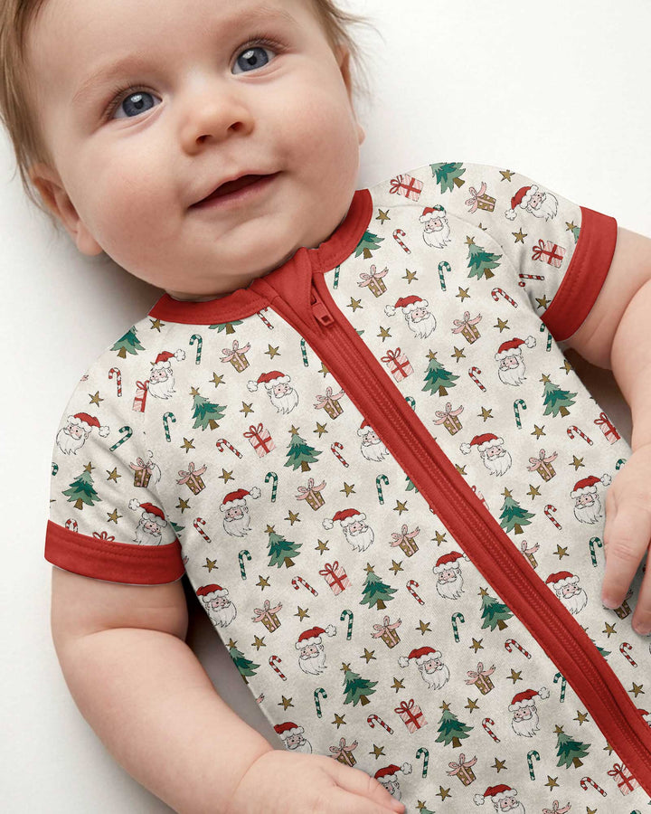 Snowy Santa Bamboo Shorty Zippy