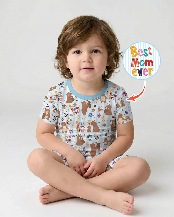 Template Zweiteiliges Pyjama-Set mit kurzen Ärmeln und Shorts