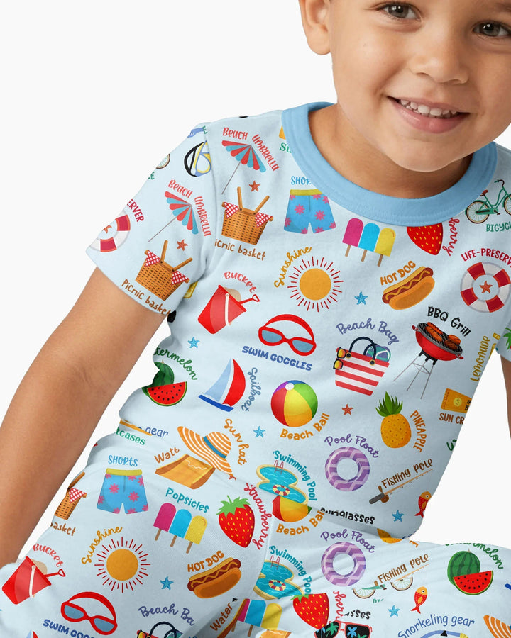 Zweiteiliges, kurzärmliges Pyjama-Set mit Marienkäfern