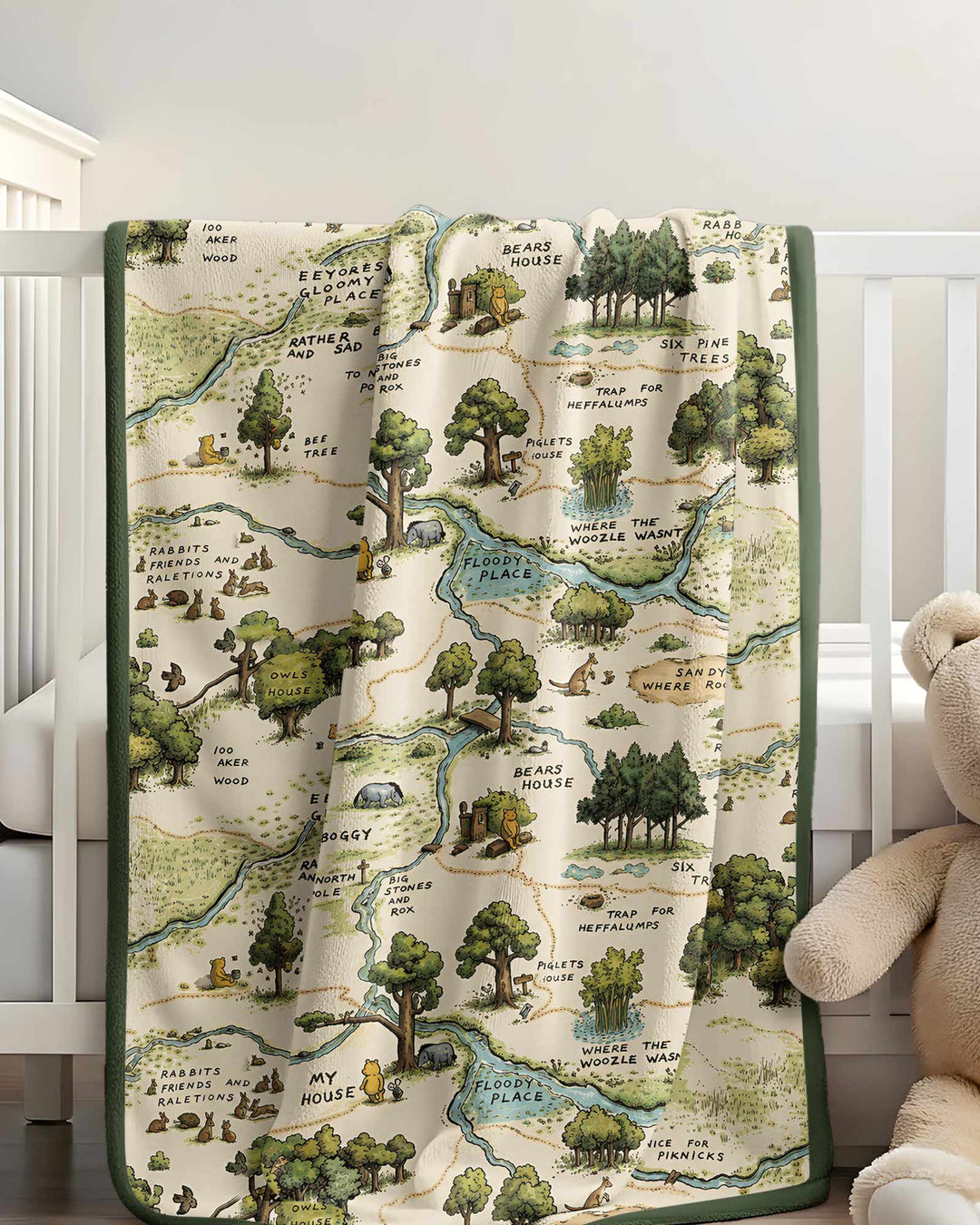 Classic Bear Maps Bamboo Blanket