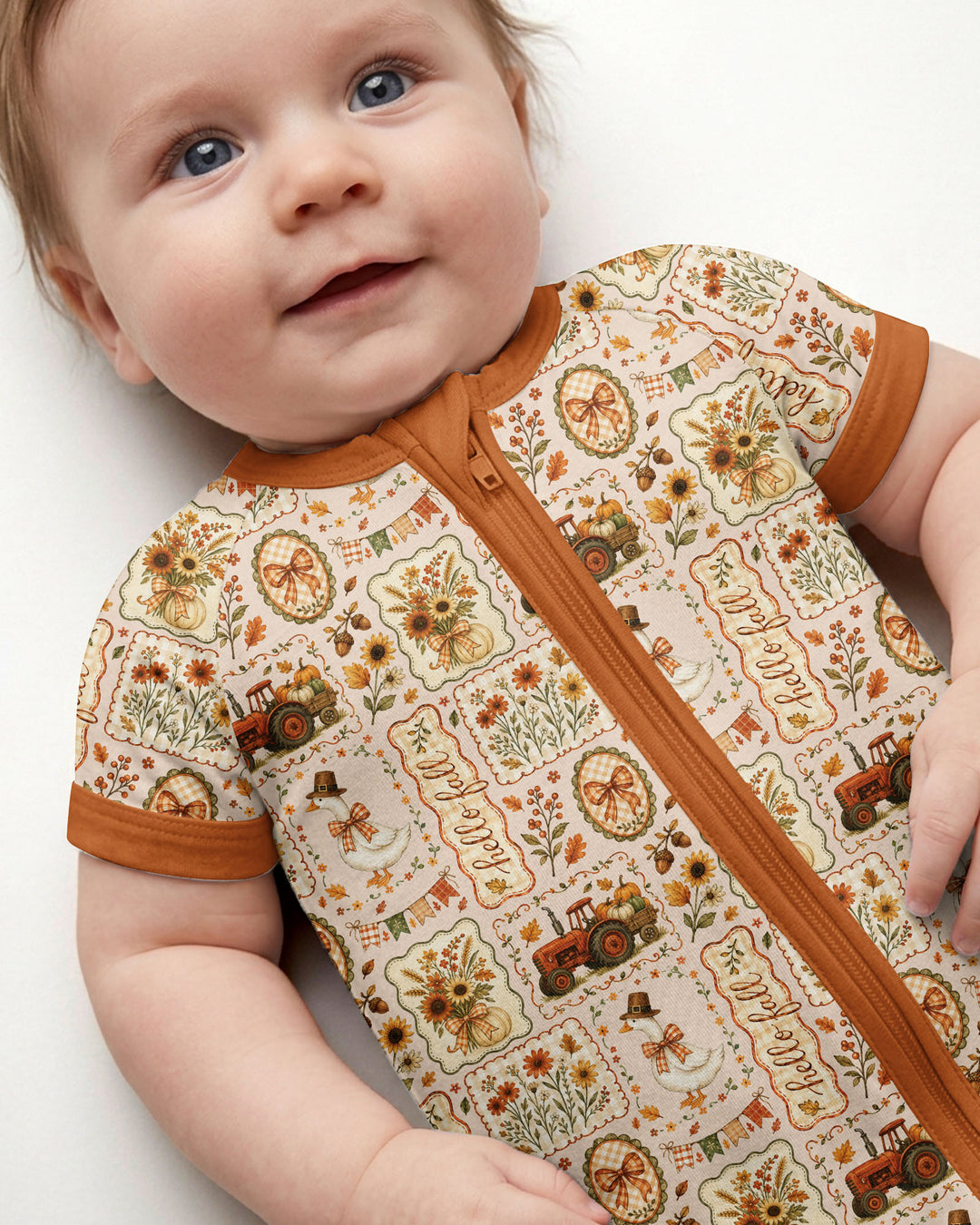 Farmhouse Fall Goose Family Matching Bamboo Shorty Zippy