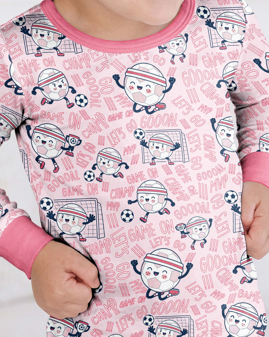 Happy Soccer Ball Family Matching Bamboo Two Piece Long Sleeve Pajama Set