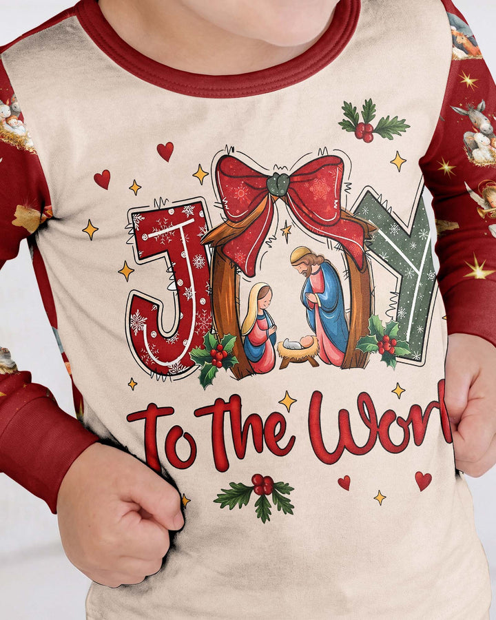 Nativity Joy To The World Bamboo Two Piece Long Sleeve Pajama Set